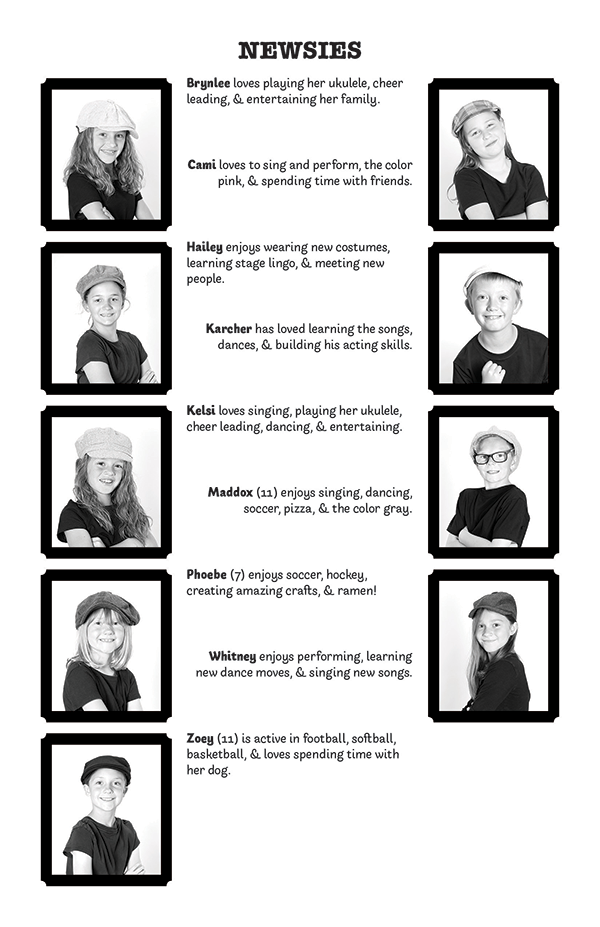 Newsies Jr. Junior Cast Bowery Brigade