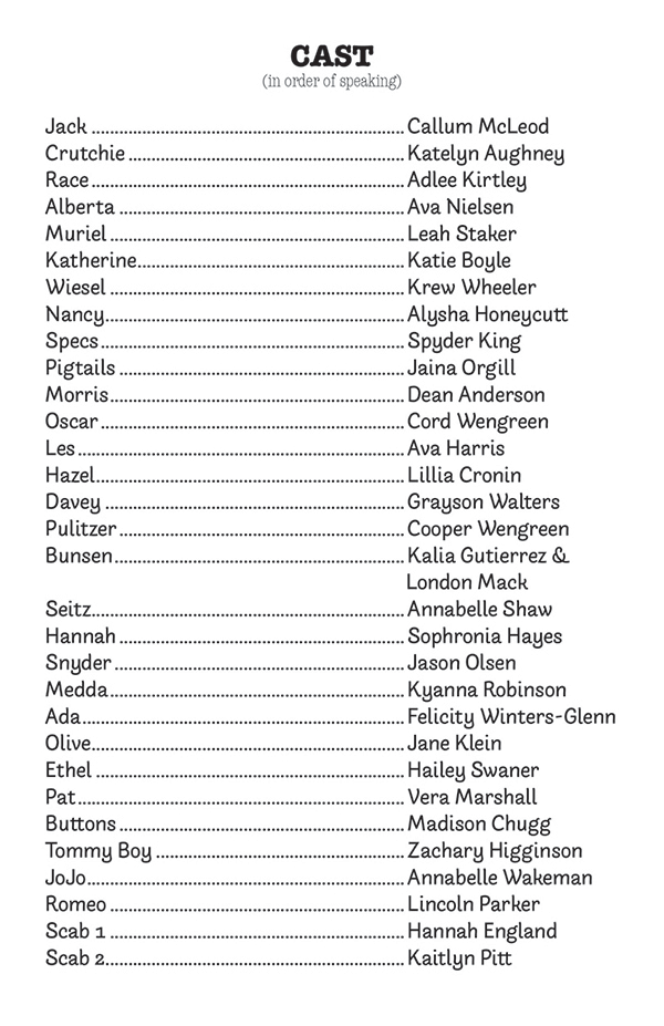 Newsies Jr. Senior Cast