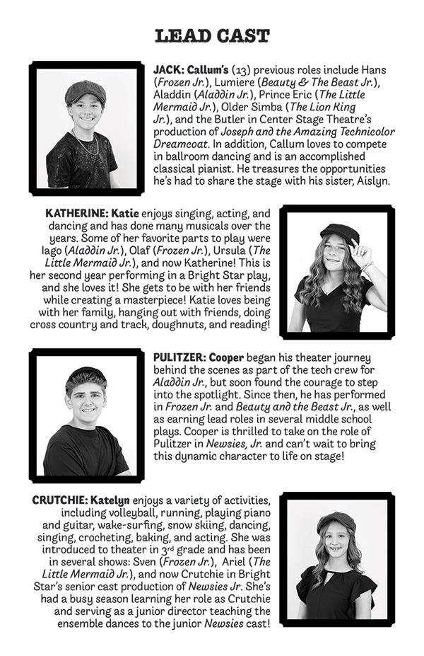 Newsies Jr. Senior Cast Lead Cast