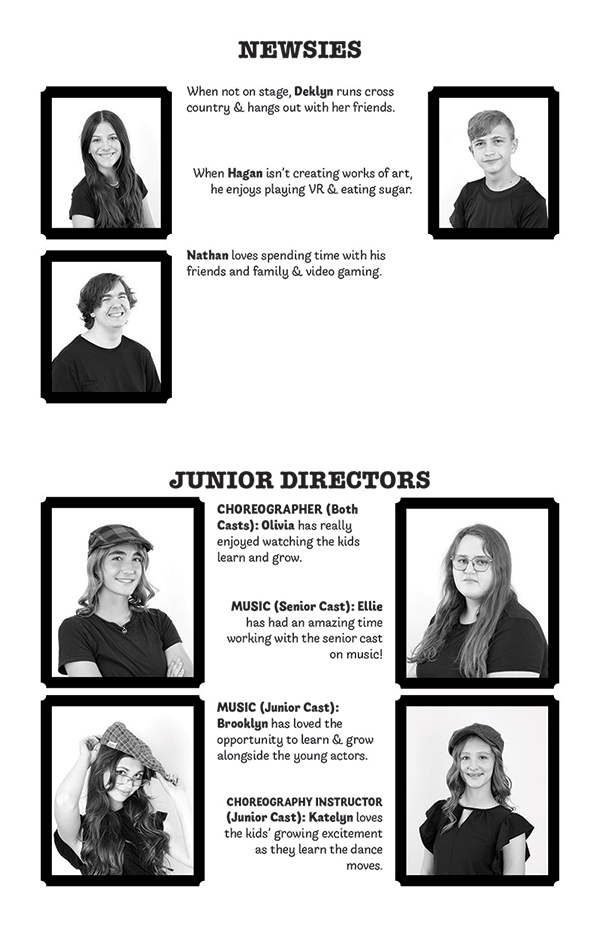 Newsies Jr. Senior Cast Junior Directors