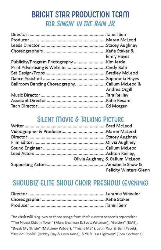Bright Star's Production Team