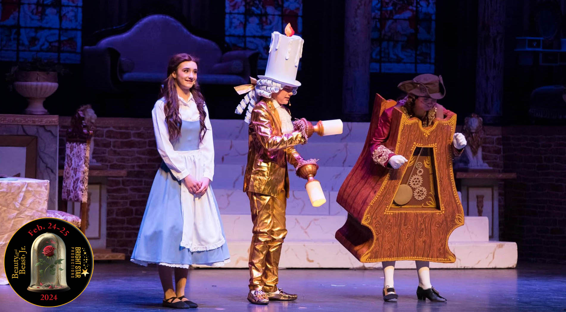 Beauty and the Beast, Jr. Belle Lumiere Cogsworth
