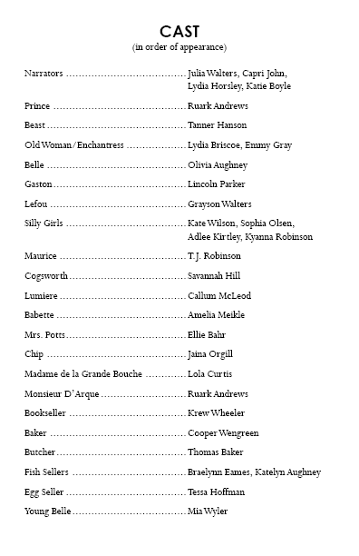 Cast of Current Program